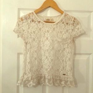 Beautiful White Hollister Floral Lace shirt